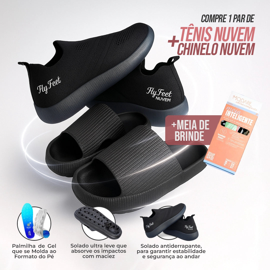 Compre 1 Leve 2 Tênis Nuvem + Chinelo Nuvem e Meia Inteligente - [Liquidação]