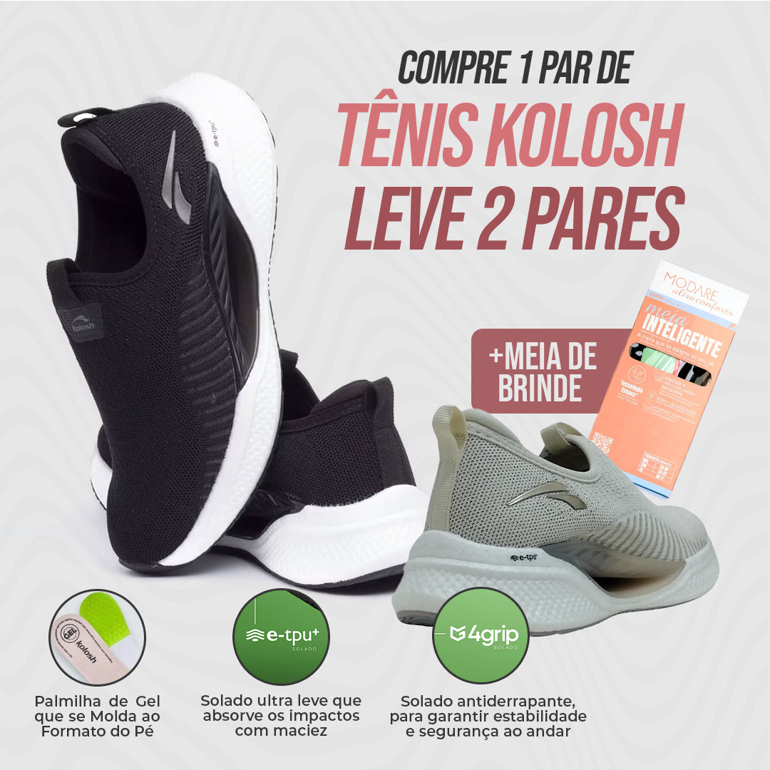 Compre 1 Leve 2 Tênis Ortopédico Kolosh + Meia Inteligente - [Liquidação]
